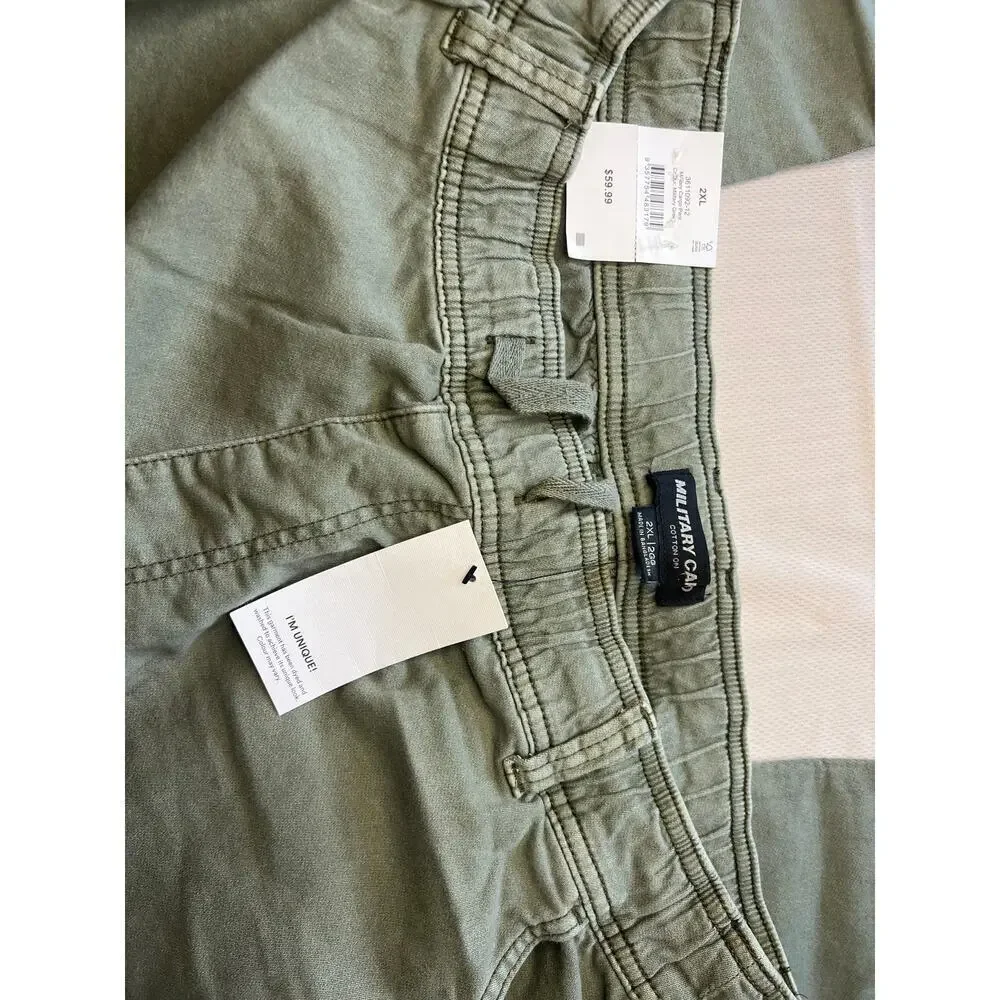 Cotton On Men's Military Cargo Pants in 2XL NWT Green Performance Athleisure